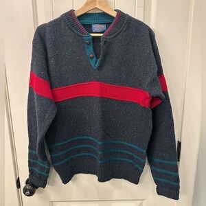 Vintage Pendleton 100% Virgin Wool Half-Snap Sweater Size M Excellent Condition